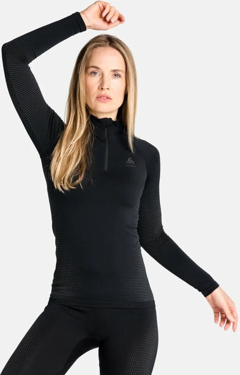 ODLO Performance Warm Halve Rits Shirt - Maat L - Zwart - afbeelding 2 van 4