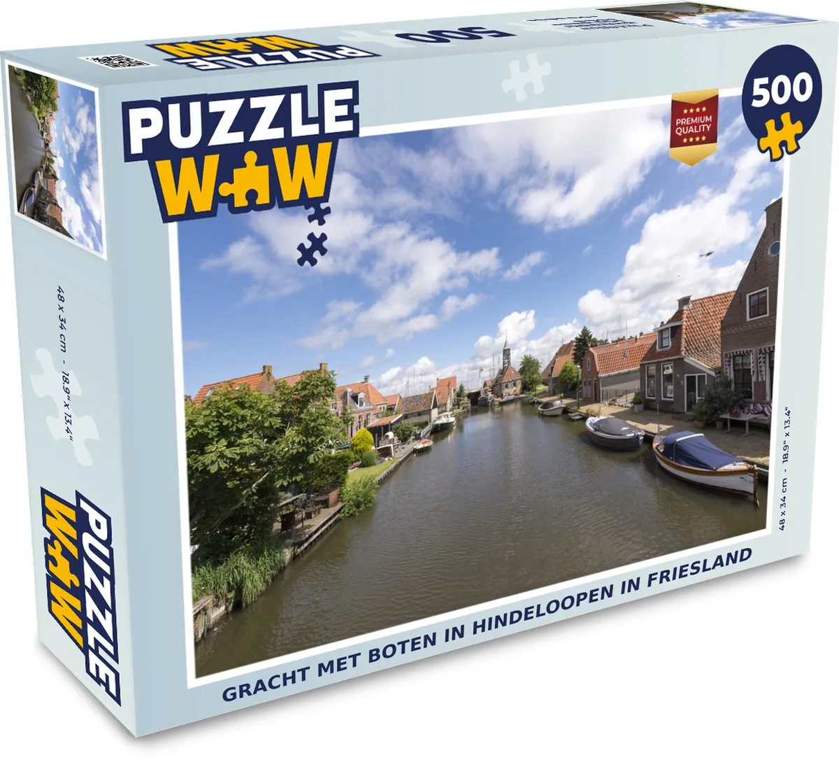 PuzzleWow Gracht met boten Hindeloopen Legpuzzel 500 Stuks