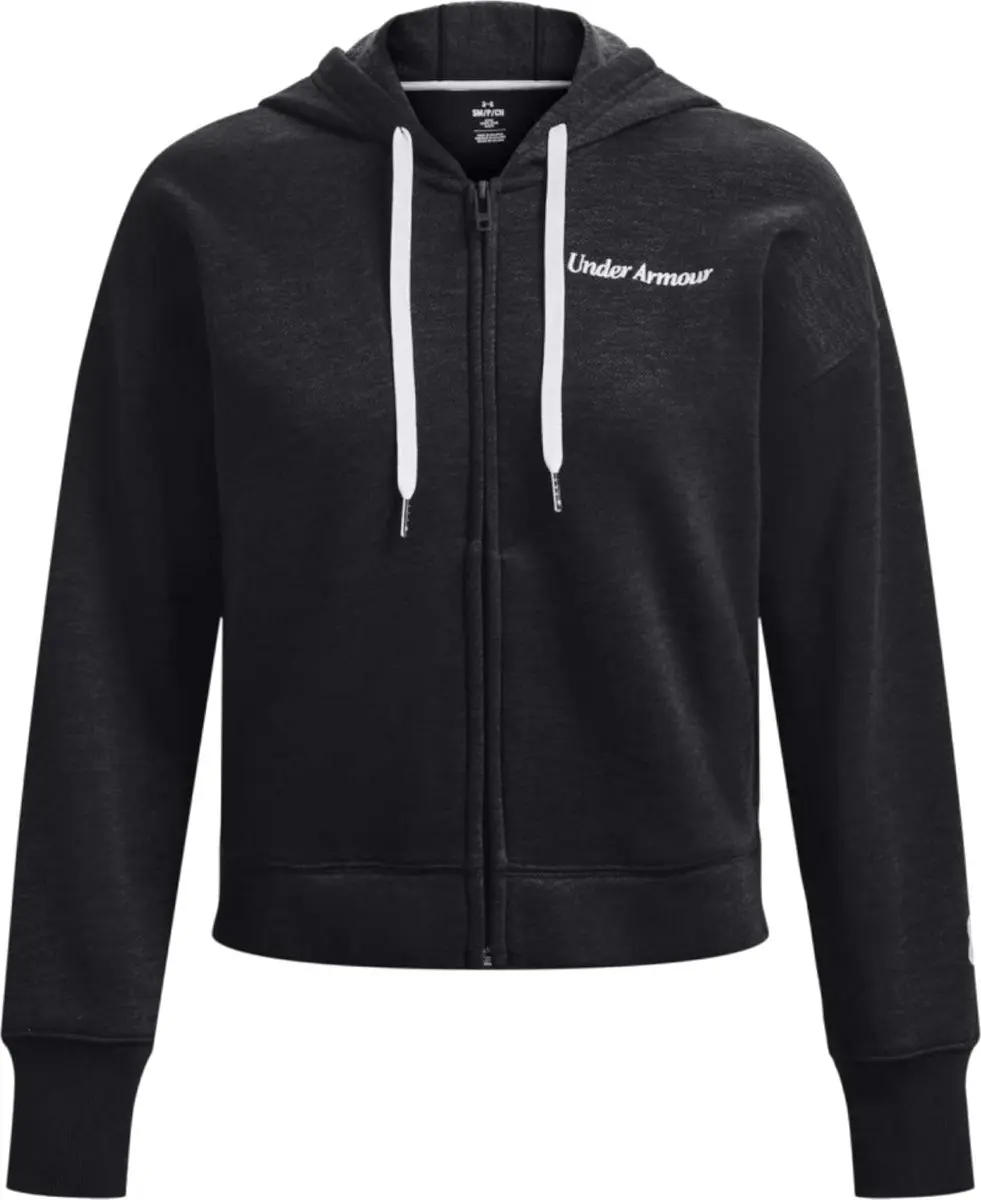 Under Armour Essential Fleece Script FZ Hoodie 1374106-001, Vrouwen, Zwart, Swea