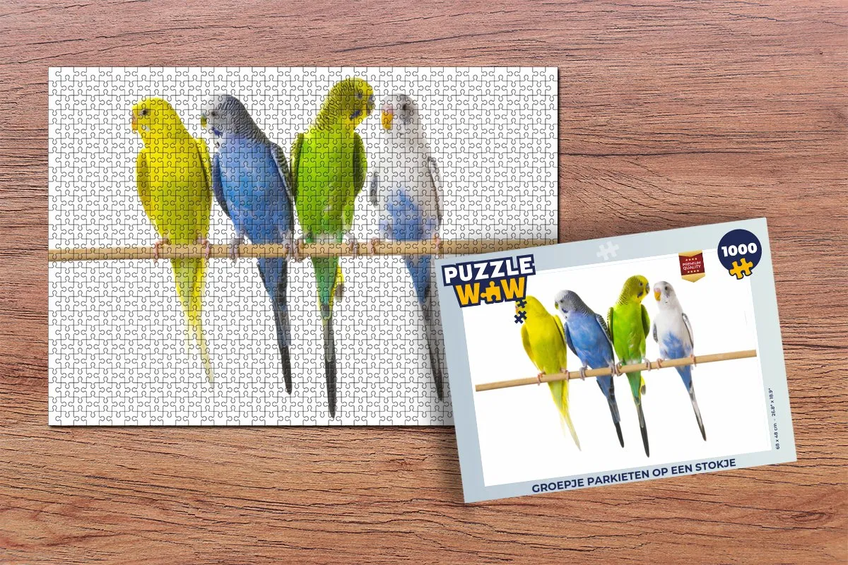PuzzleWow Legpuzzel Parkieten op een stokje 1000 Stuks - Multicolor