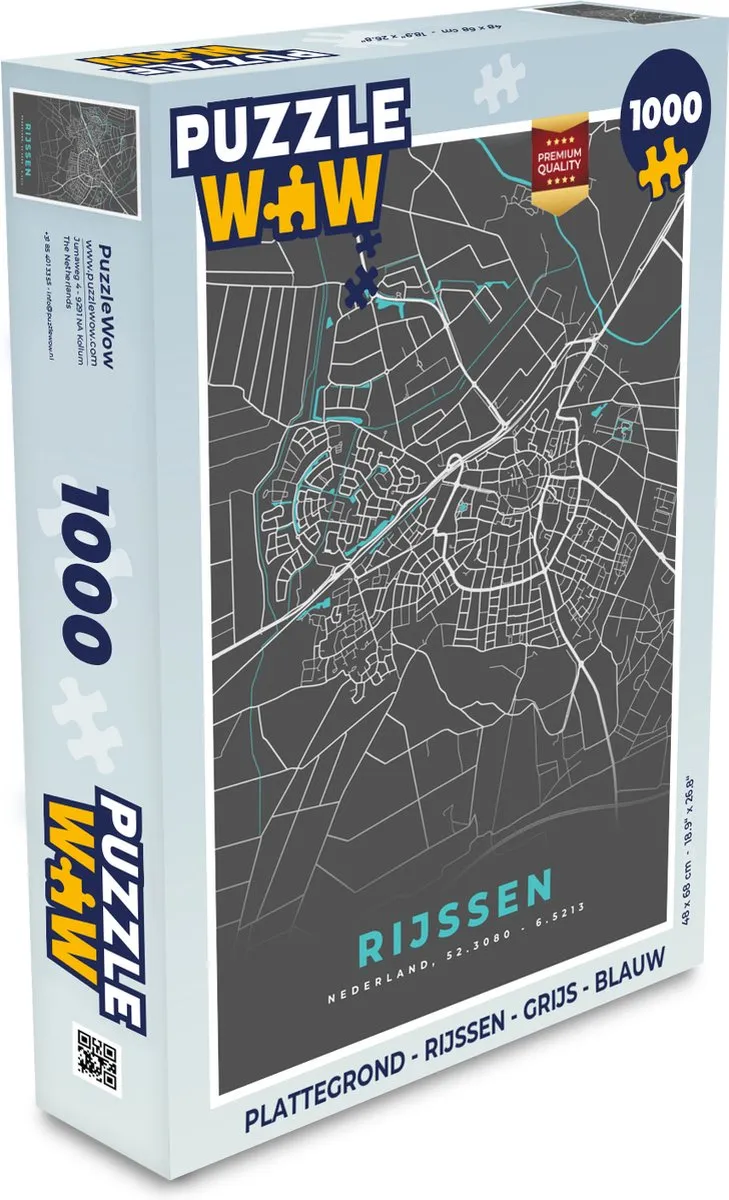 PuzzleWow Rijssen Stadskaart Legpuzzel 1000 Stuks