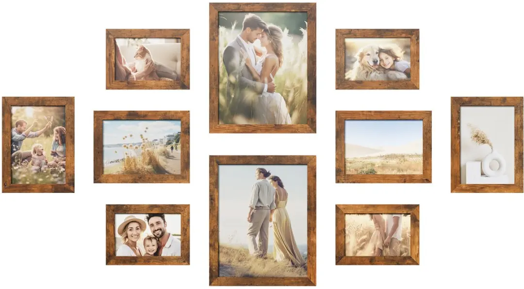 SONGMICS - Fotolijst - Fotolijsten Set van 10 - Voor 2 Foto's 20x25 cm 4 Foto's 13x18 cm 4 Foto's 10x15 cm - Kunststof & MDF