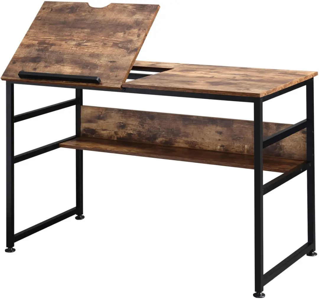 HOMCOM-Tekentafel-Spaanplaat-120x60x75cm-Rustiek Bruin