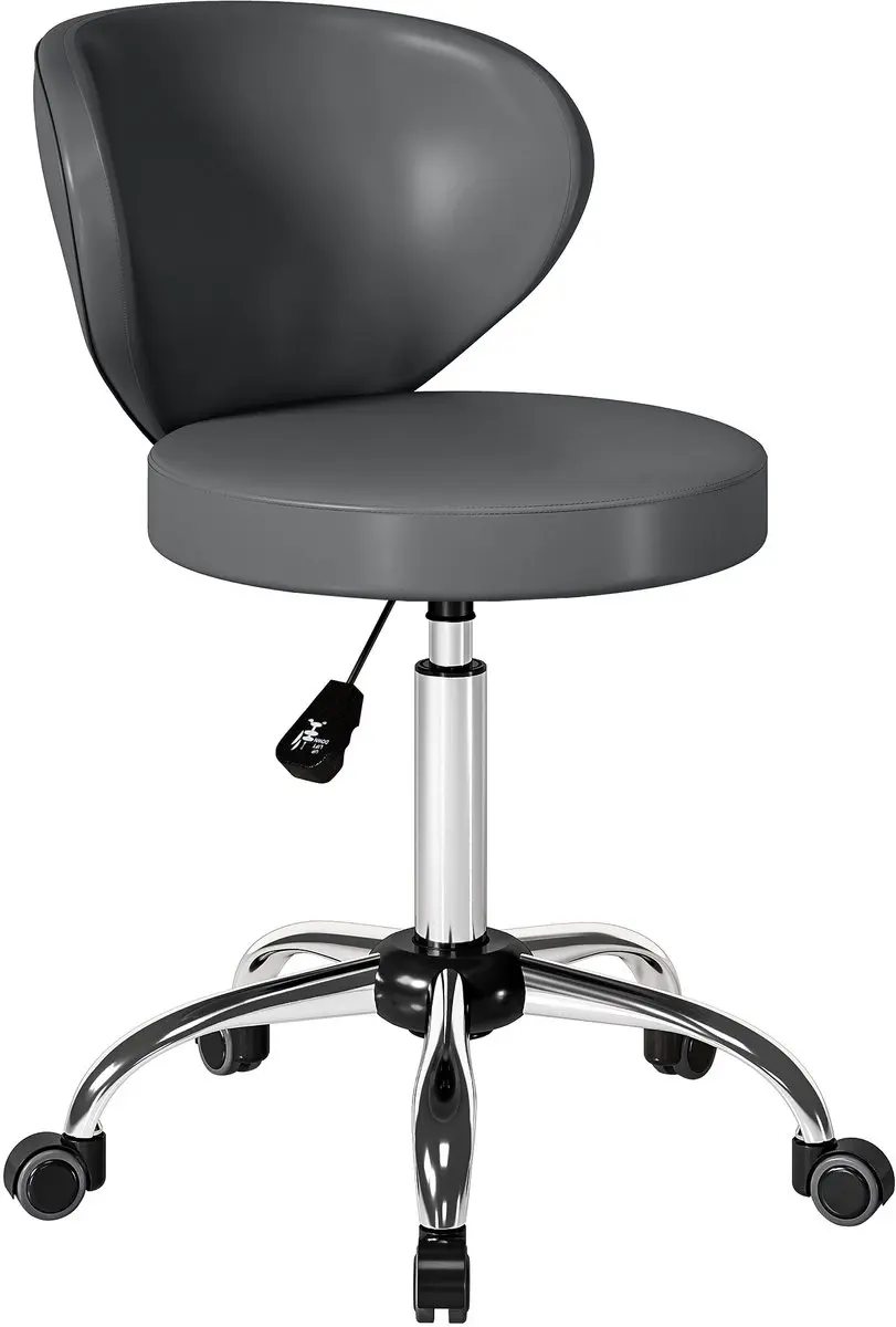 HOMCOM-Salonkruk-PU, Staal-45 x 54 x 73-88 cm-Grijs