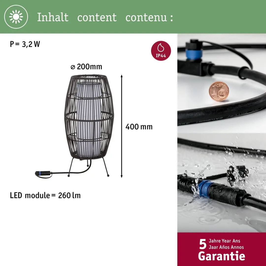 Paulmann Plug & Shine Mand LED Lamp RGBW ZigBee 40cm - Zwart - afbeelding 6 van 6