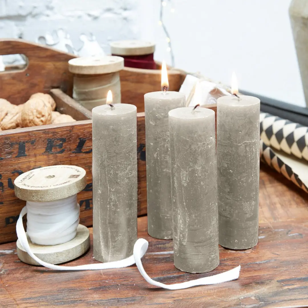 Loberon Muriel Kaarsenset 4 Stuks - Taupe - afbeelding 4 van 6
