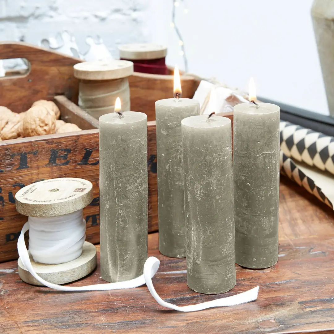 Loberon Muriel Kaarsenset 4 Stuks - Taupe - afbeelding 2 van 6