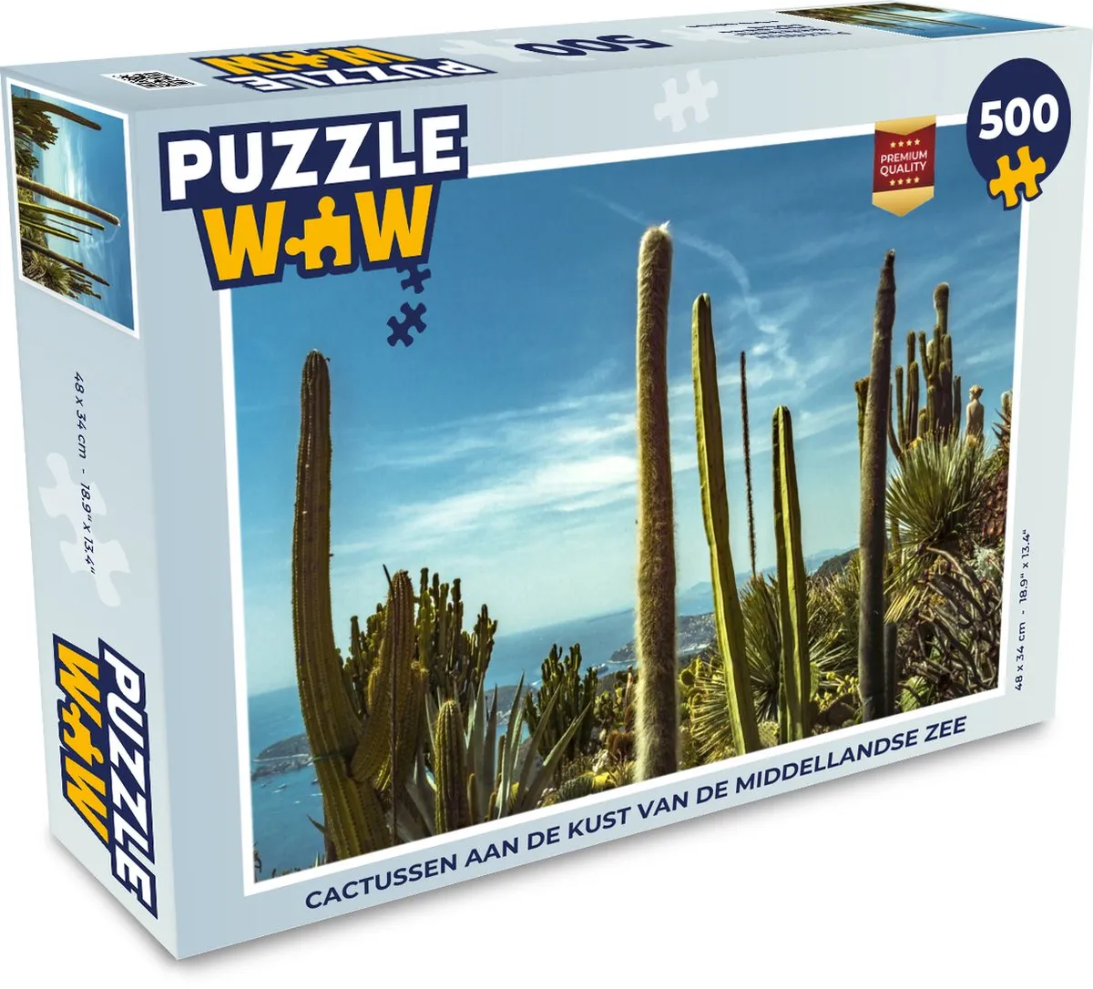 PuzzleWow Legpuzzel Cactus - Zee - Lucht 500 Stuks - Multicolor