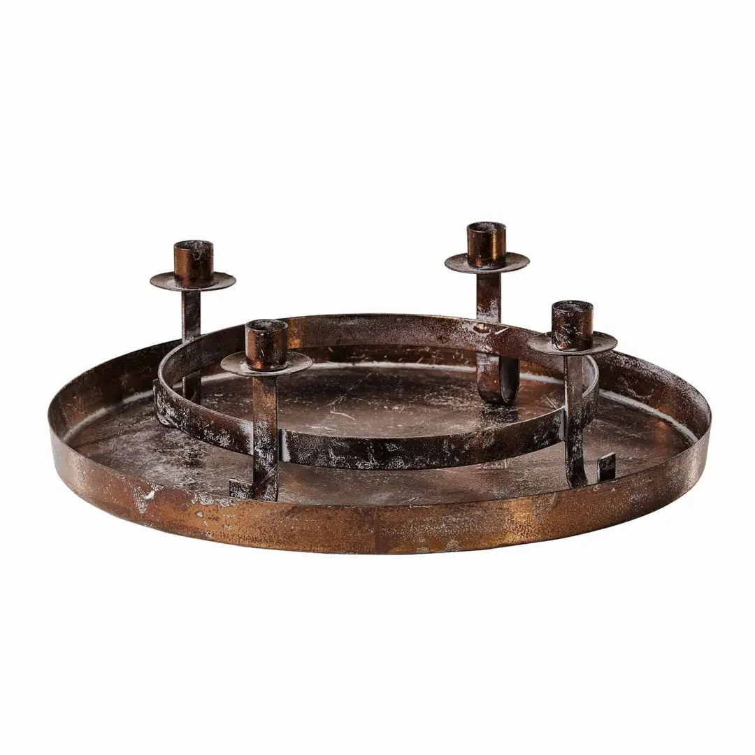 Loberon Kaarsenkrans Ivremont Plateau - 38,5cm Antiekkoper - afbeelding 3 van 6