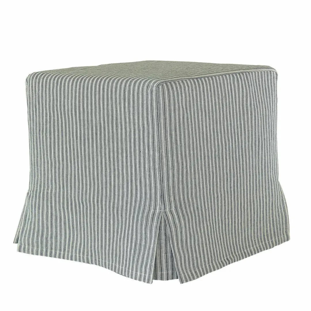 Loberon Ulysette Poef - wit/blauw - afbeelding 3 van 6