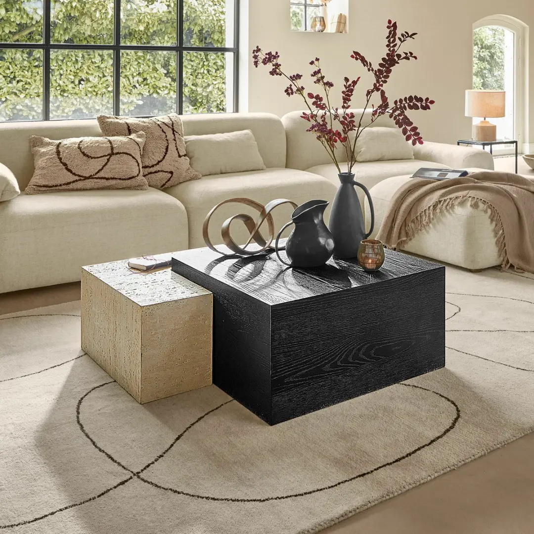 Loberon Caleneuve Salontafel - Zwart/Beige - afbeelding 6 van 6