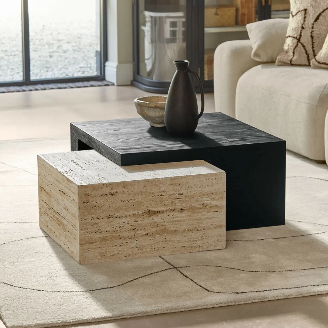 Loberon Caleneuve Salontafel - Zwart/Beige - afbeelding 4 van 6