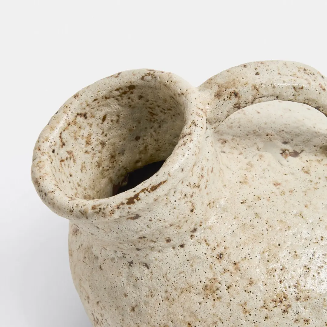 Loberon Gravière Vase 2er Set - Ø28cm - Antiekcrème - afbeelding 2 van 5