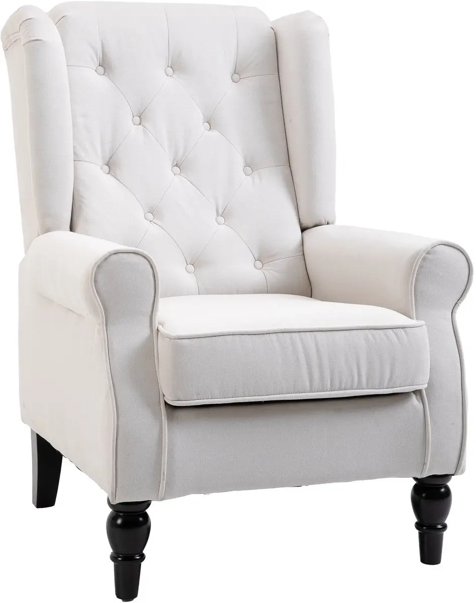 Homcom Relaxstoel met Oorfauteuil Crèmewit 74x86x102cm