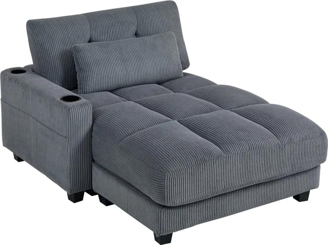 HOMCOM Slaapbank Polyester, meerlaagse plaat 147L x 114B x 86H cm Donkergrijs