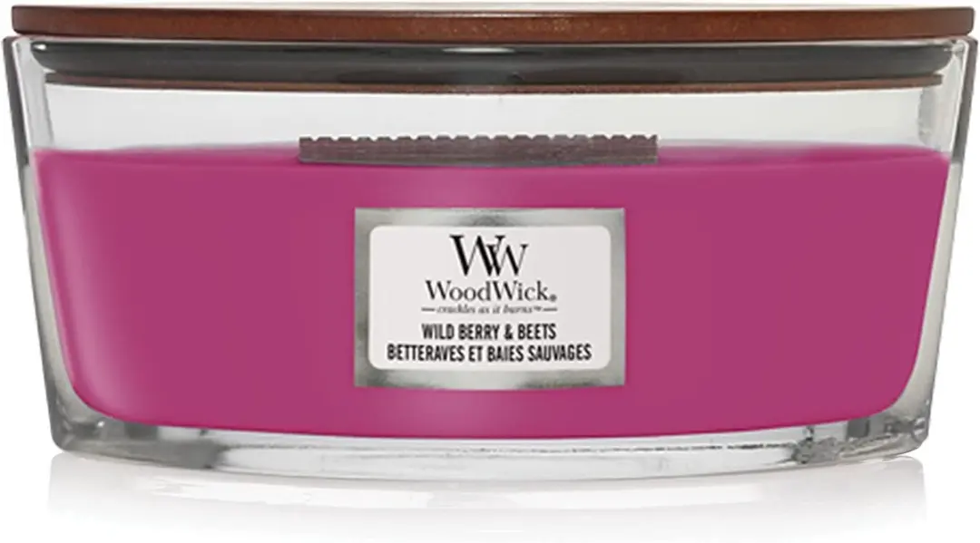 WoodWick Heartwick Flame Ellipse Geurkaars Wild Berry & Beets - 50 uur - afbeelding 2 van 5