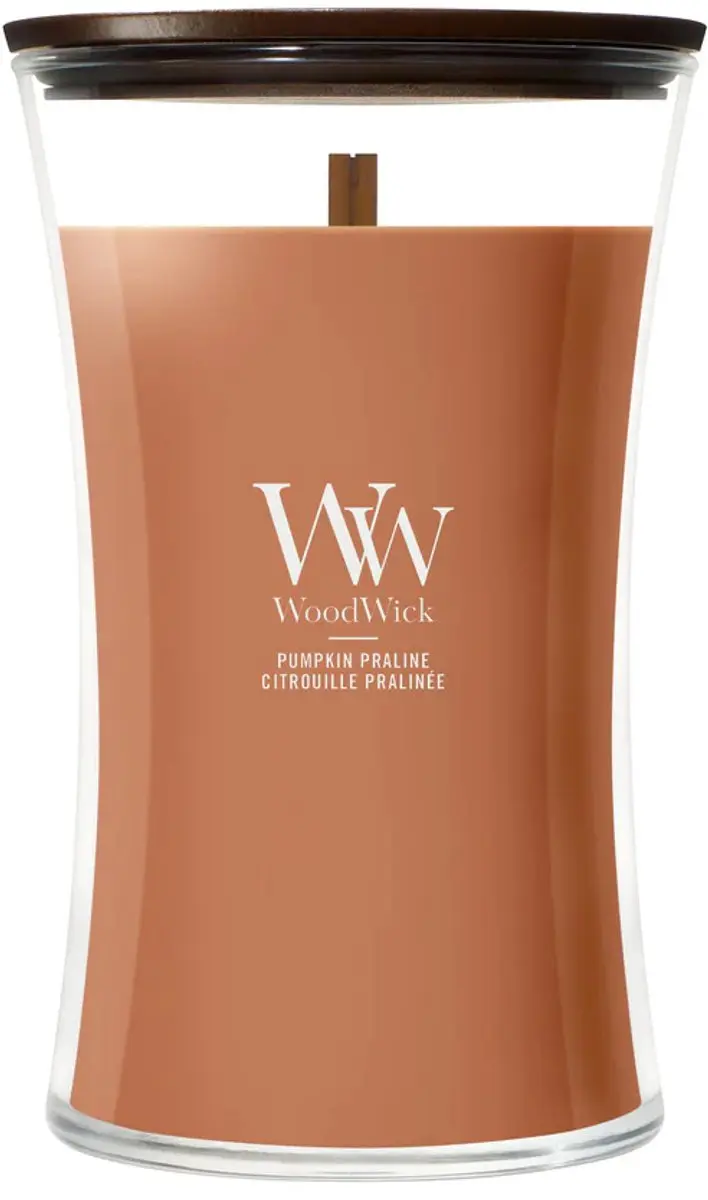 WoodWick Hourglass Pumpkin Praline Geurkaars - 130 branduren