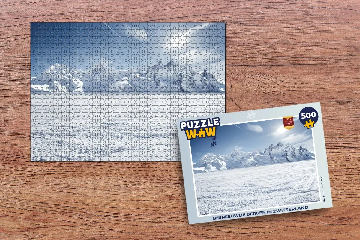 PuzzleWow Besneeuwde bergen Zwitserland Legpuzzel 500 Stuks - Multicolor