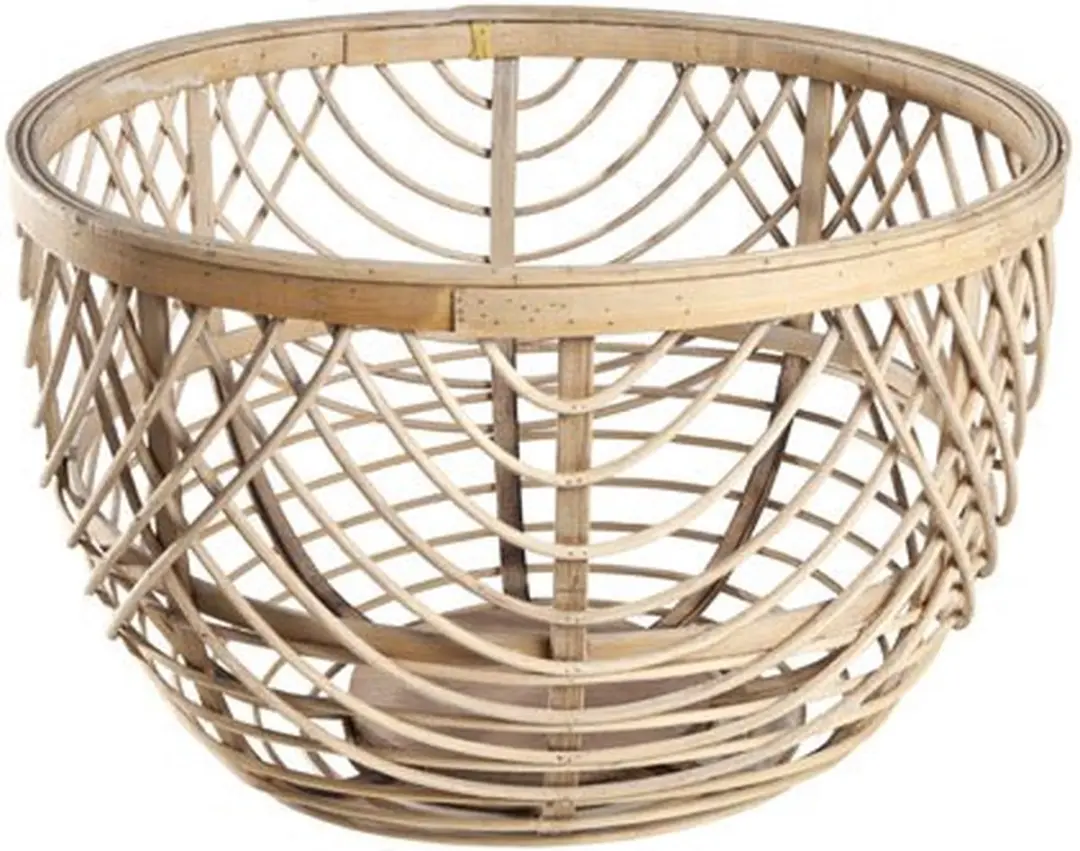 Louise mand rond hout grijs 35x35x22cm