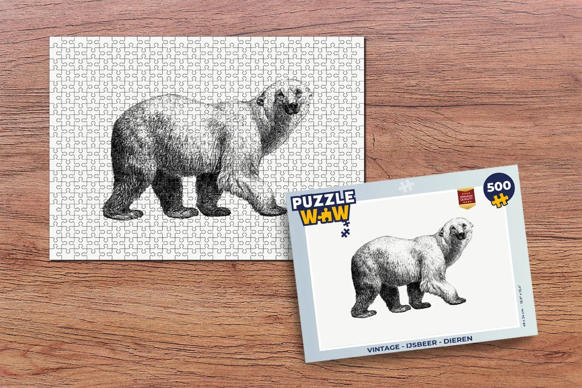 PuzzleWow Vintage IJsbeer Legpuzzel 500 Stuks - Multicolor