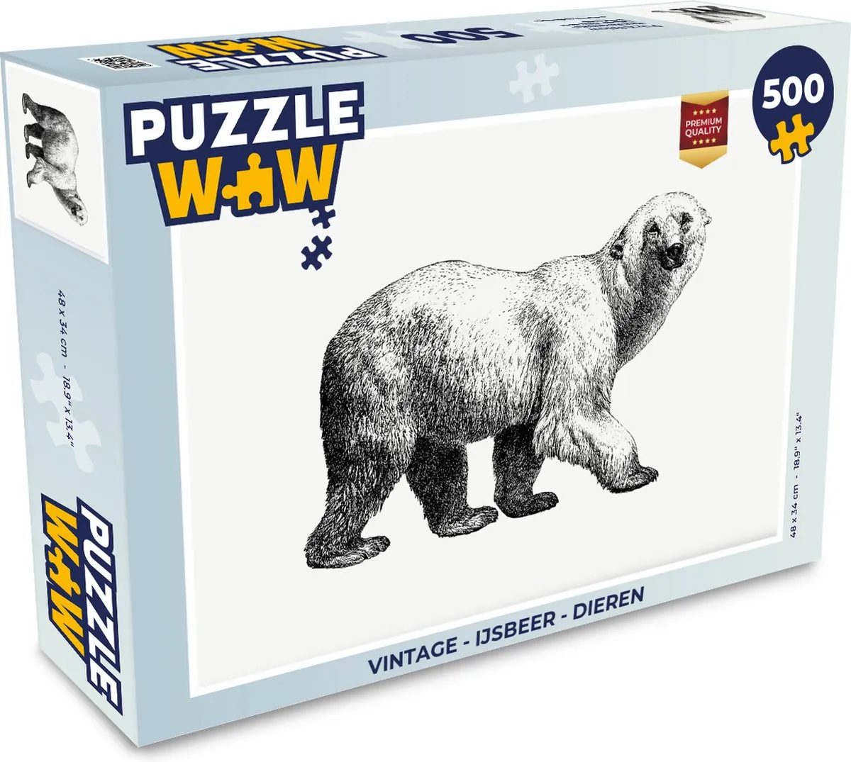 PuzzleWow Vintage IJsbeer Legpuzzel 500 Stuks