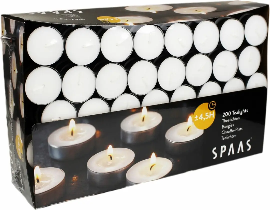 Spaas Theelichtjes Wit 200 Stuks