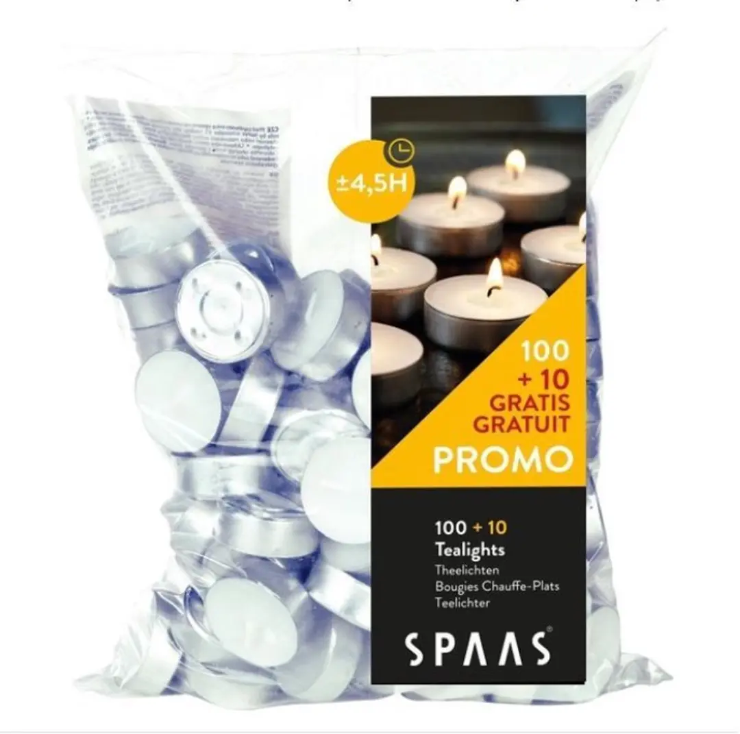 Spaas Theelichtjes Wit - 110 Stuks - afbeelding 2 van 2