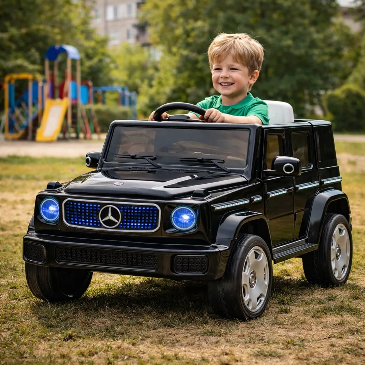 Elektrische Kinderauto 12V – Mercedes-Benz G-Klasse EQG – met Afstandsbediening – Zwart