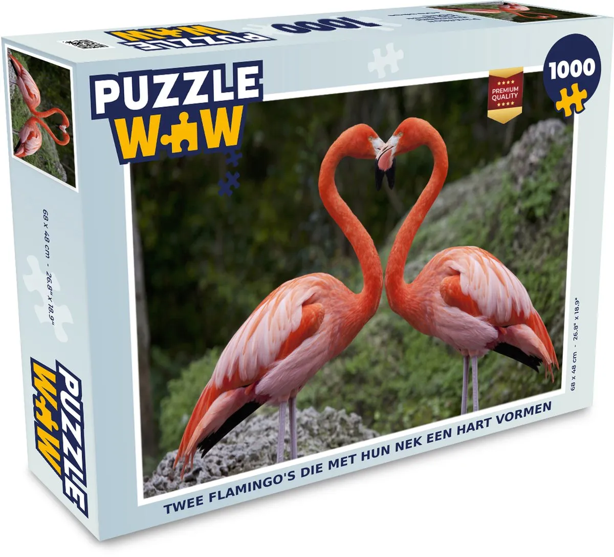 PuzzleWow Legpuzzel Twee Flamingo's Hart