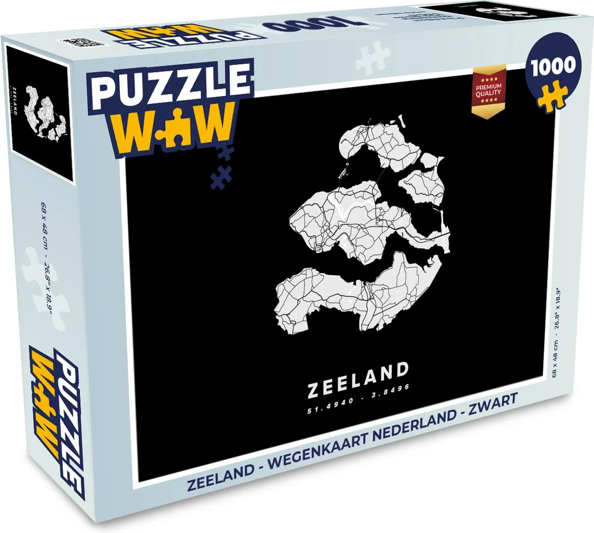 PuzzleWow Zeeland Wegenkaart Nederland Legpuzzel 1000 Stuks