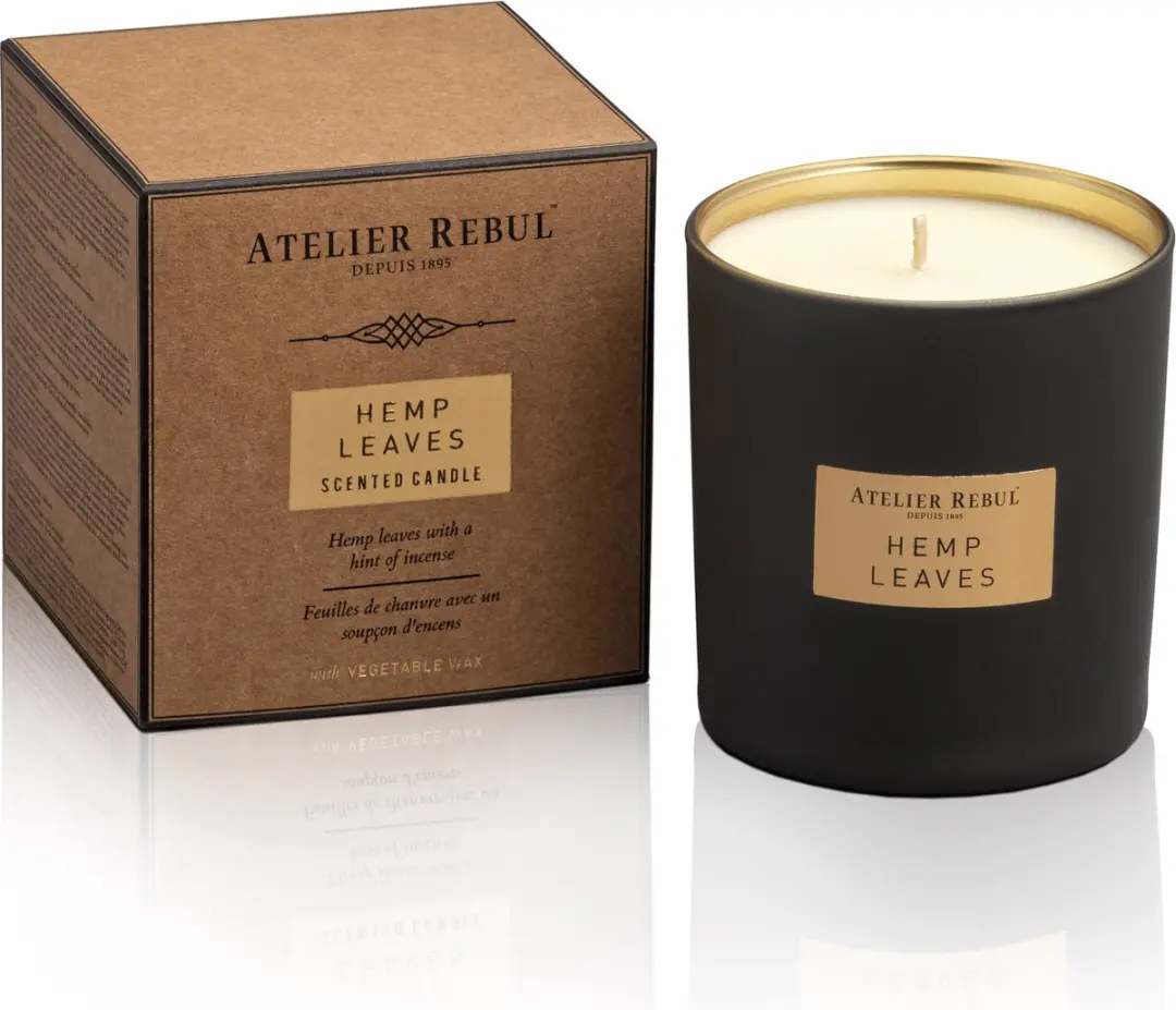 Atelier Rebul Hemp Leaves Geurkaars 210g - Zwart