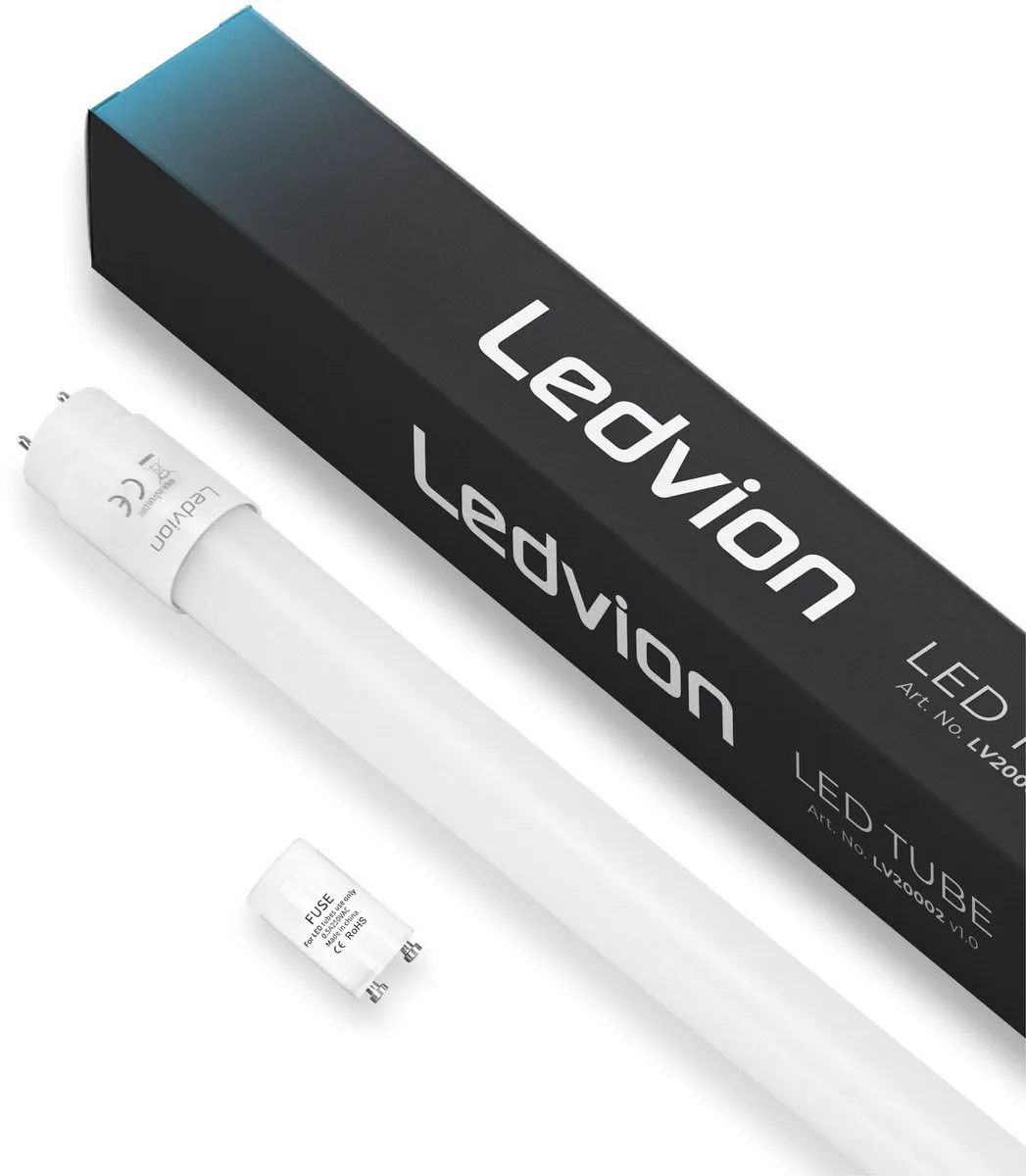 LEDVION 10x LED Tube 60cm 7W Koel Wit Mat