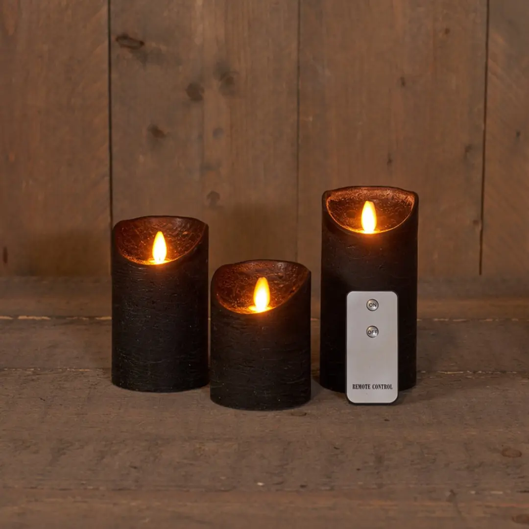 Anna's Collection LED Kaarsen Zwart - 3 Stuks - afbeelding 2 van 6