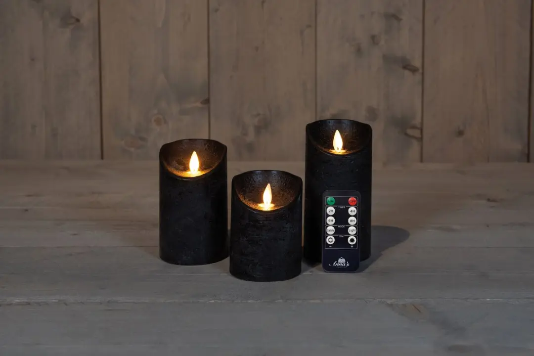 Anna's Collection LED Kaarsen Zwart - 3 Stuks - afbeelding 4 van 6