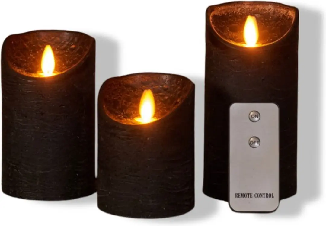 Anna's Collection LED Kaarsen Zwart - 3 Stuks - afbeelding 3 van 6