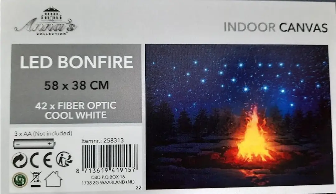 Anna's Collection Fire Led Canvas 38x58cm - afbeelding 3 van 3