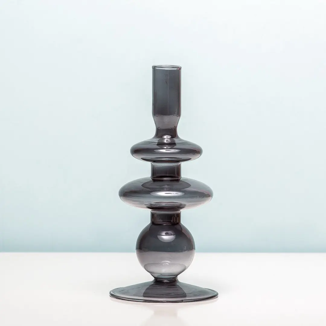 Present Time Kandelaar Glas Ringen Zwart Klein - afbeelding 5 van 6