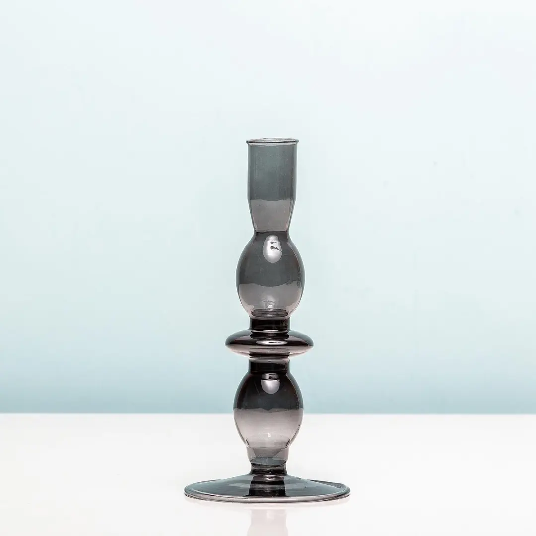 Present Time Kandelaar Glas Ringen Zwart Klein - afbeelding 3 van 6