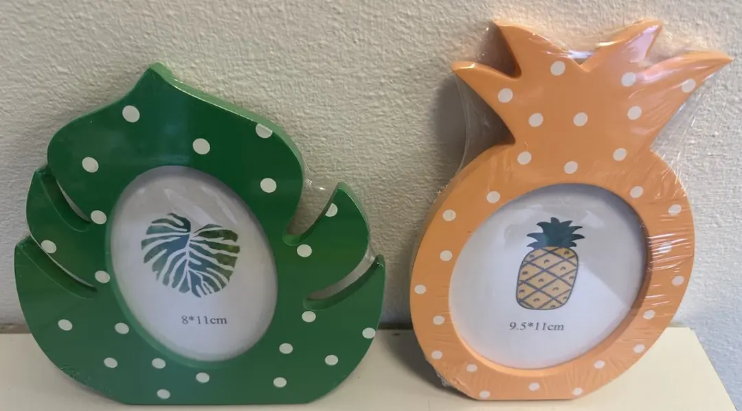 Decoratieve houten fotolijstjes "cactus & ananas"