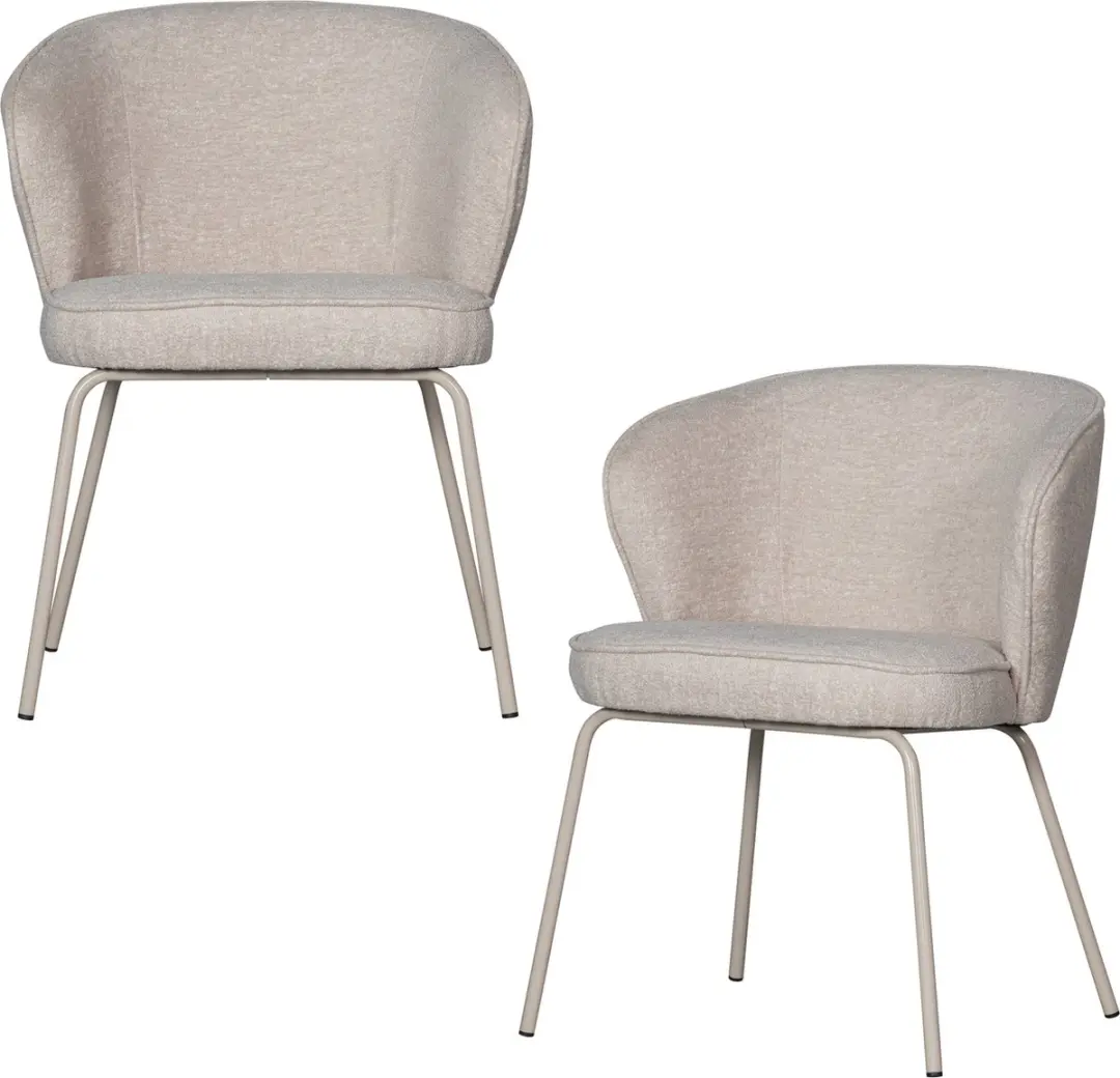 WOOOD Admit Eetkamerstoelen - Polyester - Pebble - Set van 2