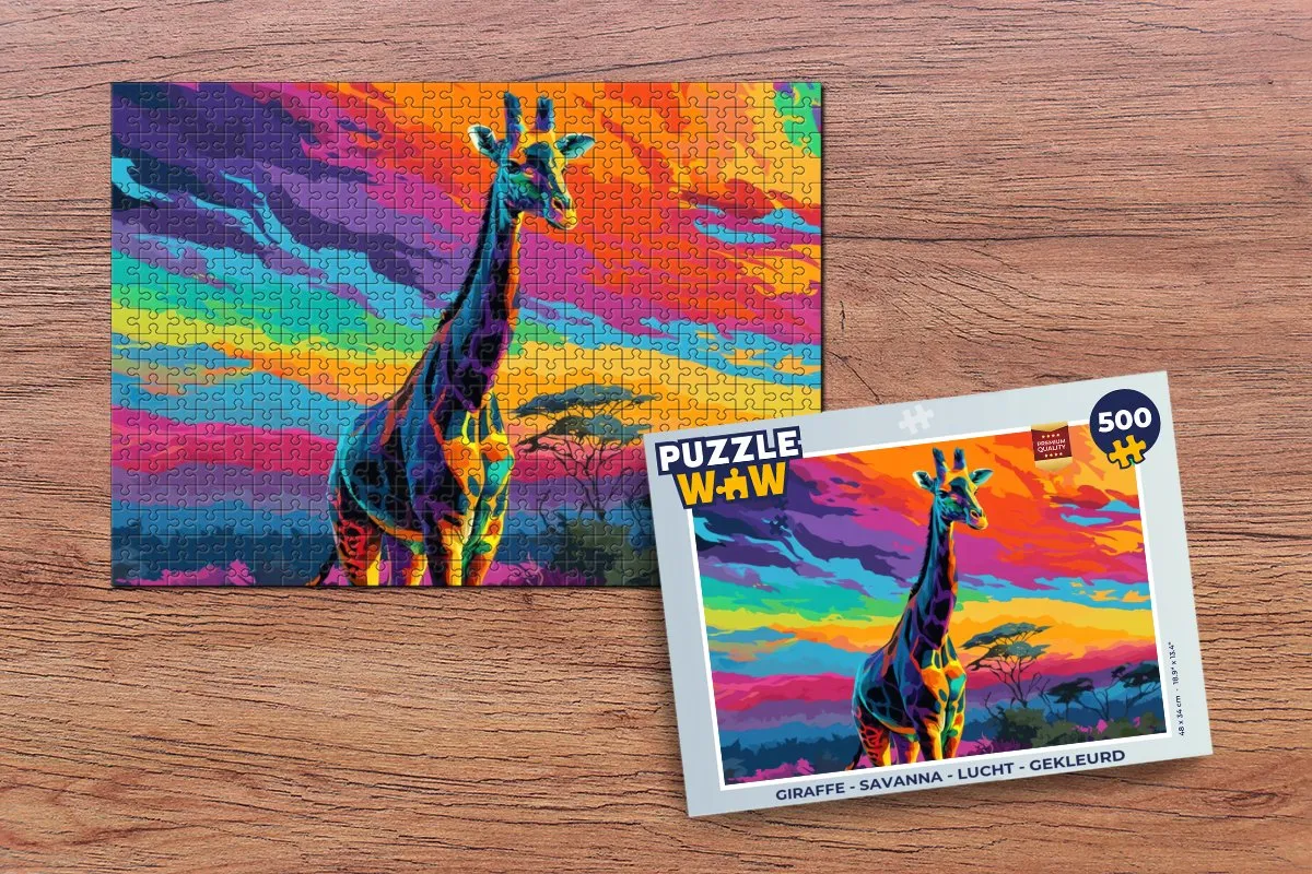 PuzzleWow Giraffe Savanna Legpuzzel 500 Stuks - Giraffe/Kleurrijk