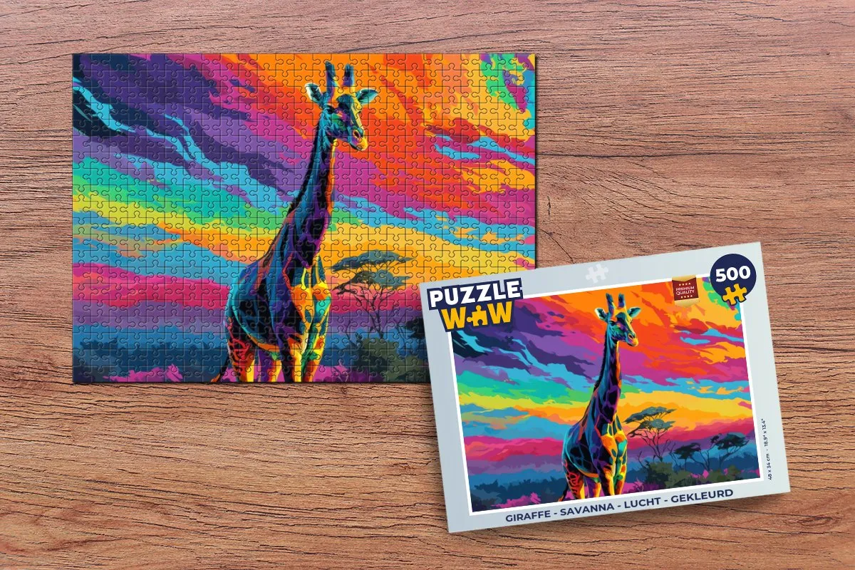 PuzzleWow Giraffe Savanna Legpuzzel 500 Stuks - Giraffe/Kleurrijk