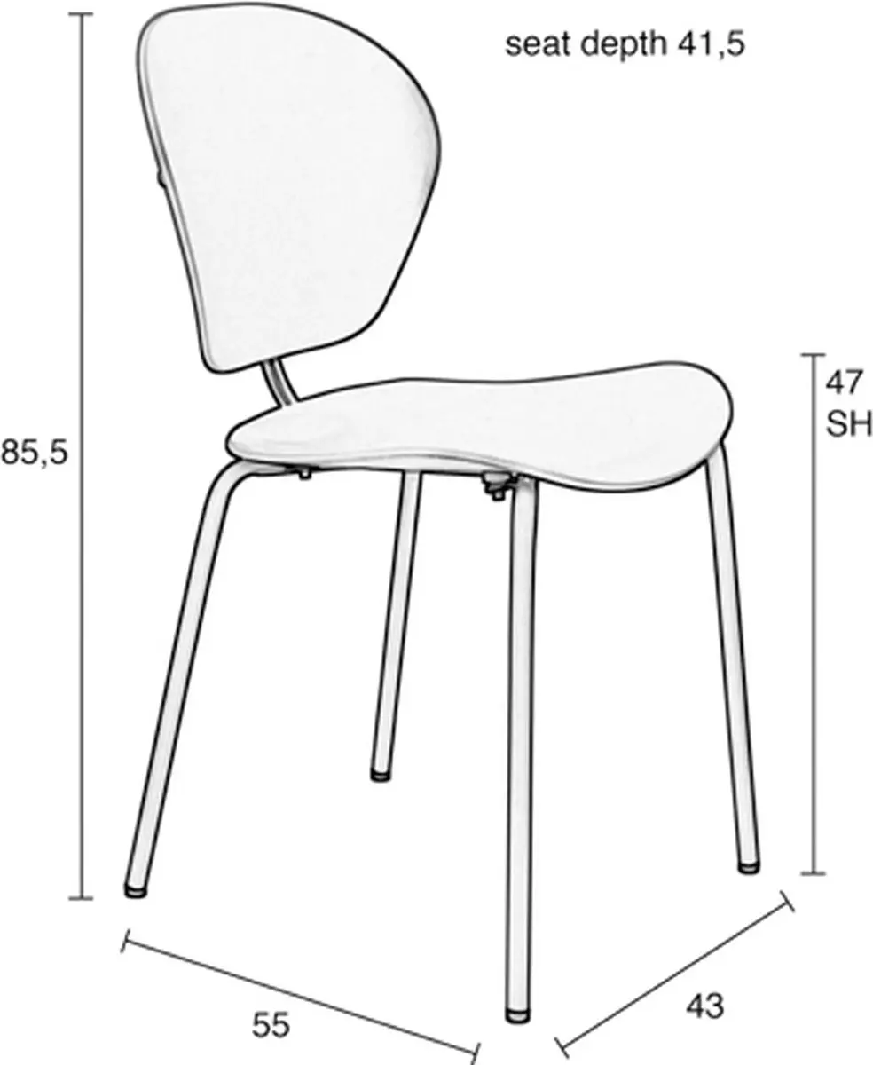 Zuiver The Ocean Chair Eetkamerstoel Blauw - Set van 2 - afbeelding 3 van 6