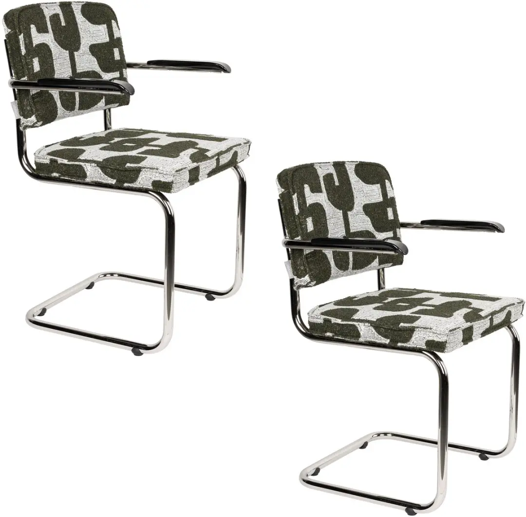 Zuiver Ridge Deco Symbols Eetkamerstoelen Armleuning Groen
