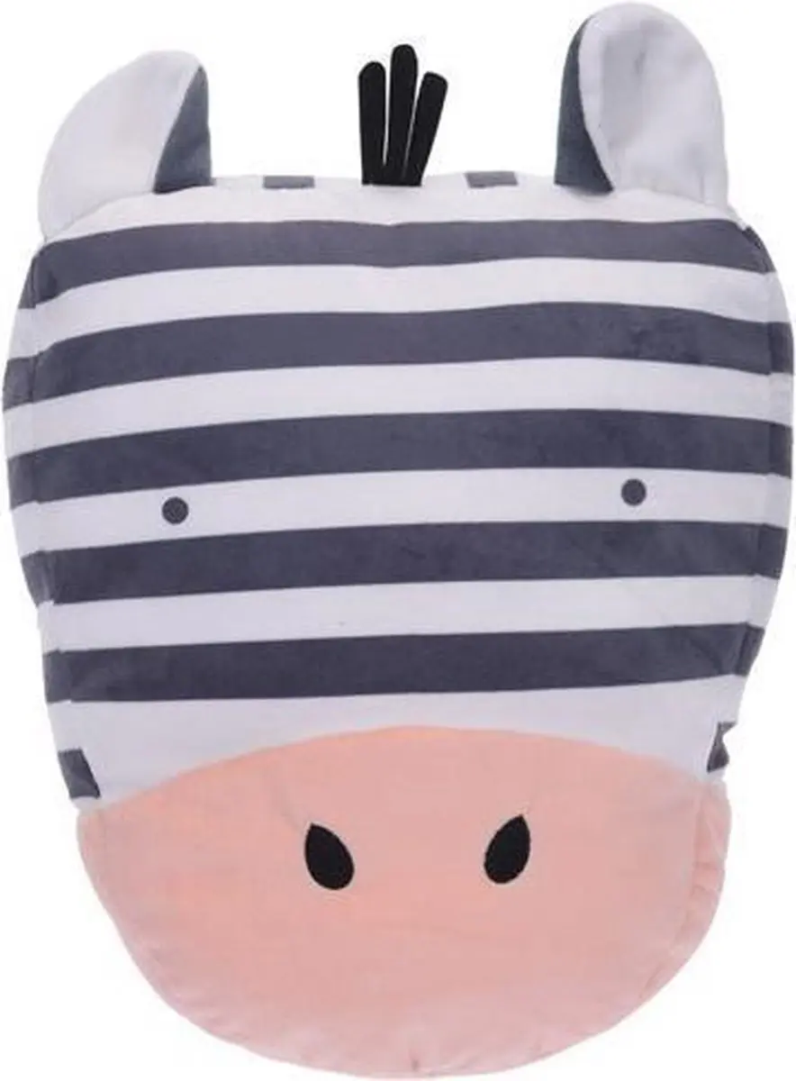 Tender Toys Knuffelkussen Zebra 39 X25 Cm Wit/zwart/roze
