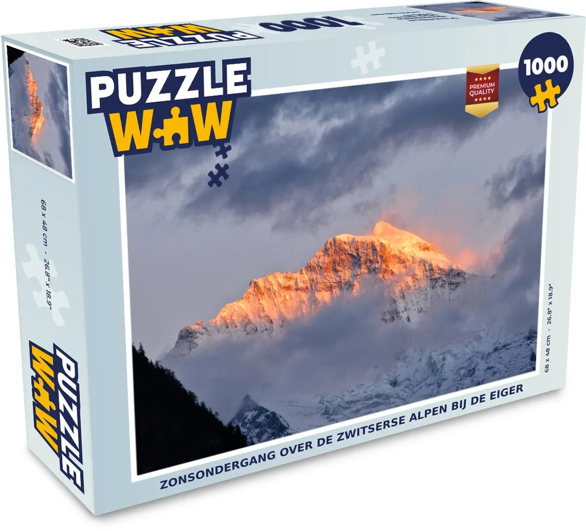 PuzzleWow Legpuzzel Zonsondergang Zwitserse Alpen 1000 Stuks