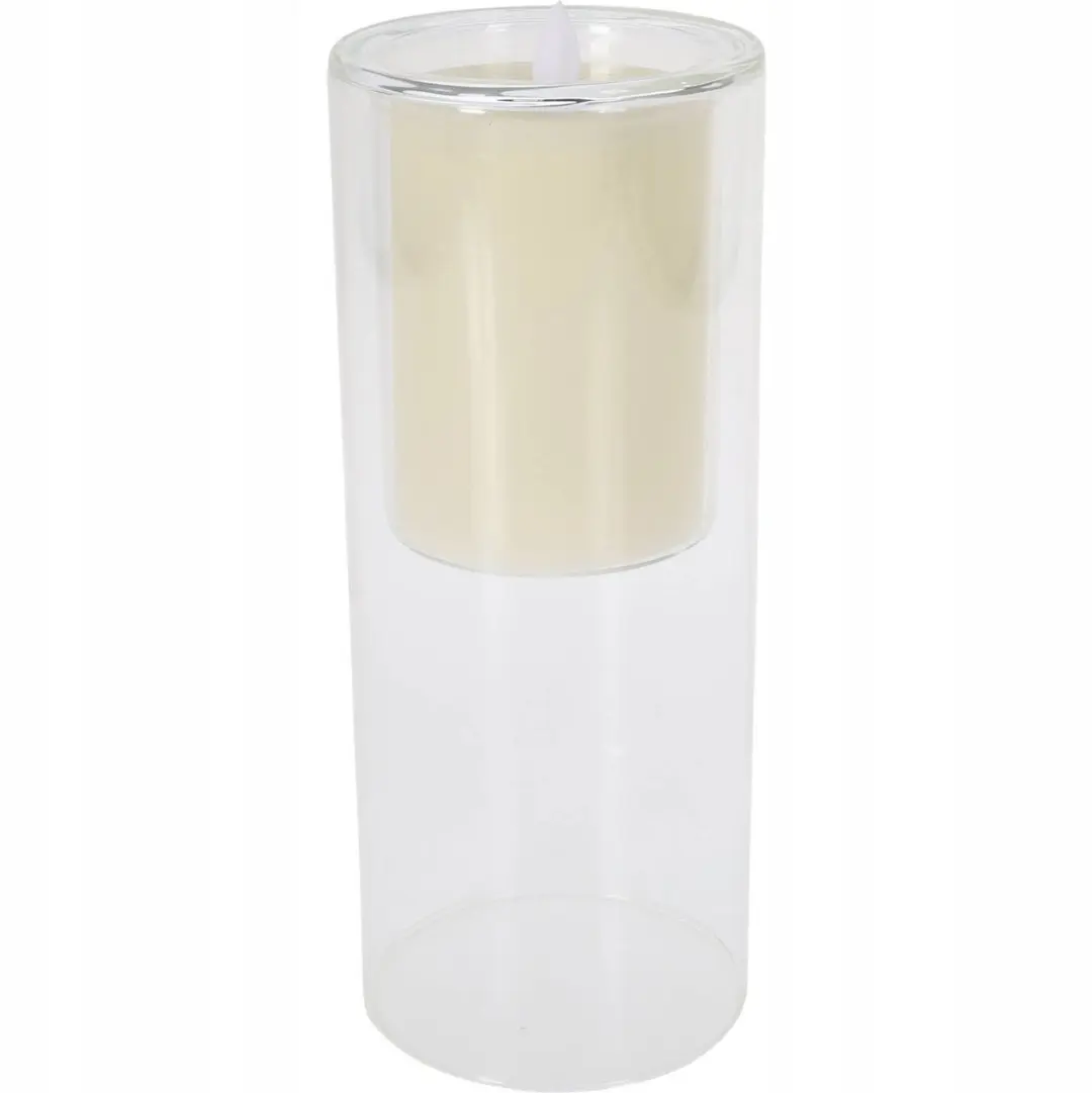 LED Kaars in Glas, Wit, Ø10x25 cm, Op Batterijen
