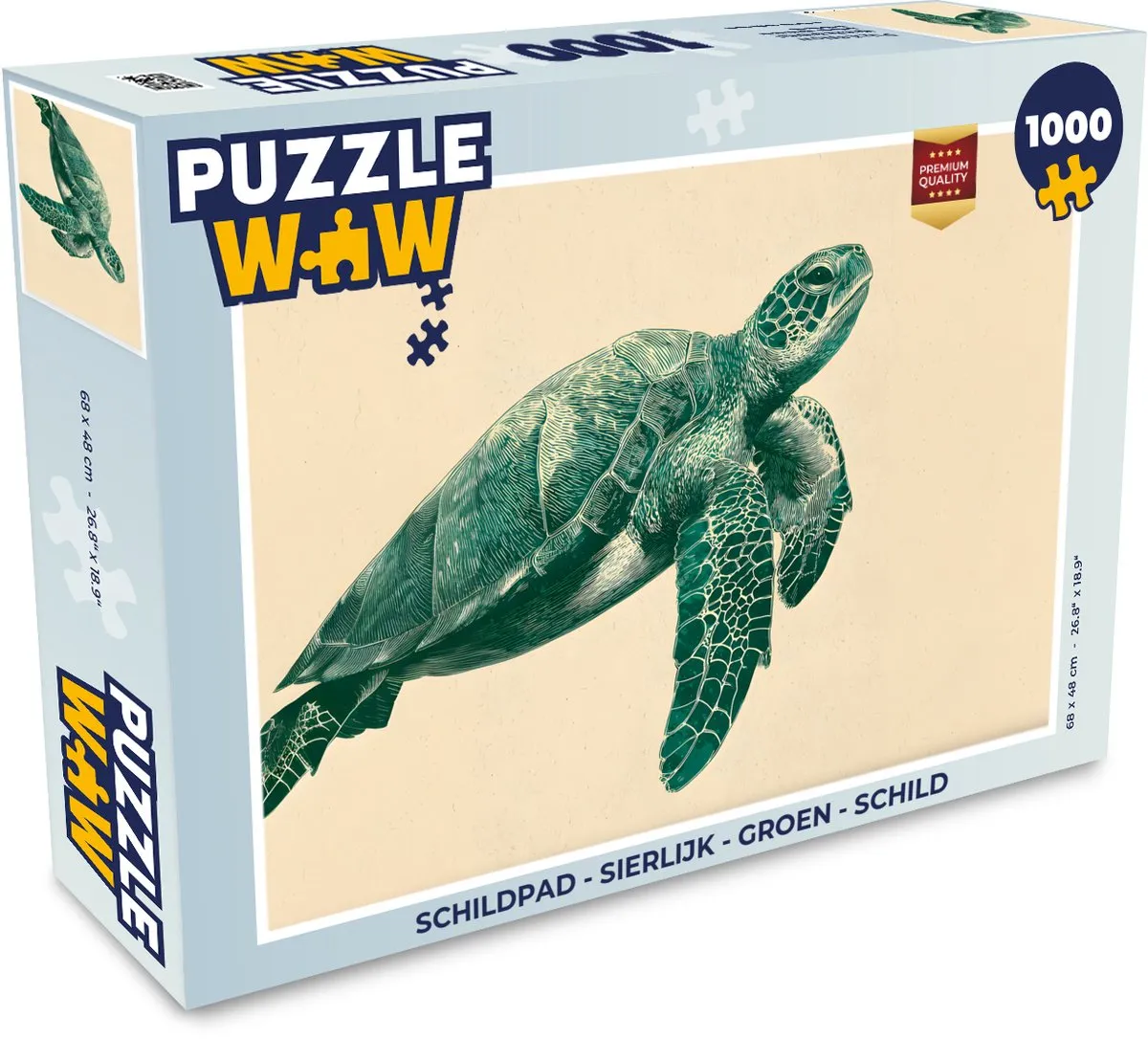 PuzzleWow Schildpad Legpuzzel 1000 Stuks - Groen