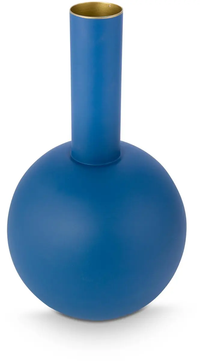 Pip Studio Vaas - Bloemenvaas van Metaal - Blauw - 24.5x42cm