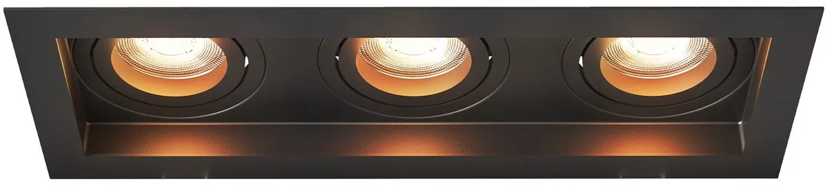 LEDVION LED Inbouwspot Triple Rechthoek 270x100mm - Zwart - 4,9W - 2700K